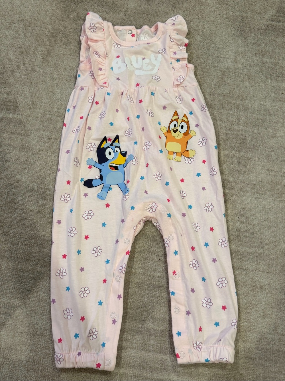Pink Ruffle-Shoulder Baby Romper